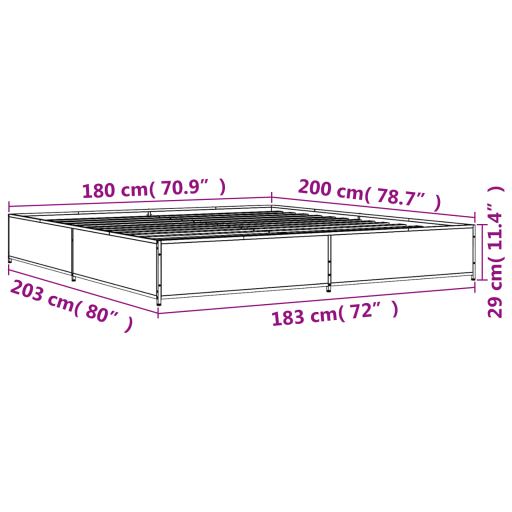 Bettgestell Schwarz 180x200 cm Holzwerkstoff und Metall