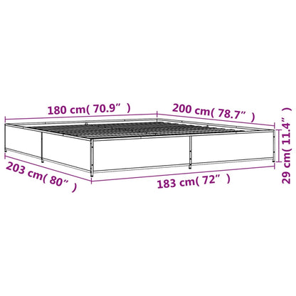 Bettgestell Räuchereiche 180x200 cm Holzwerkstoff und Metall