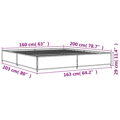 Bettgestell Schwarz 160x200 cm Holzwerkstoff und Metall