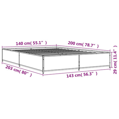 Bettgestell Sonoma-Eiche 140x200 cm Holzwerkstoff und Metall