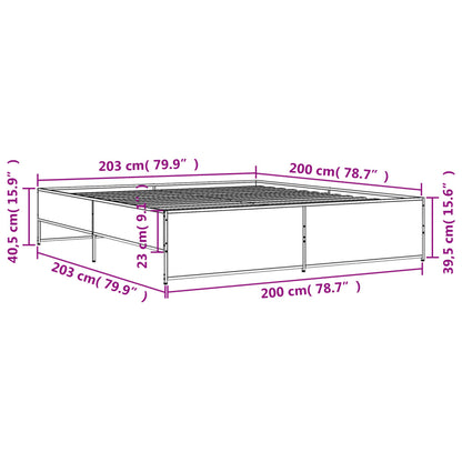 Bettgestell Räuchereiche 200x200 cm Holzwerkstoff und Metall