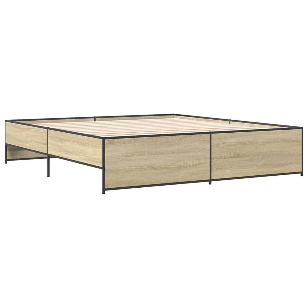 Bettgestell Sonoma-Eiche 180x200 cm Holzwerkstoff und Metall