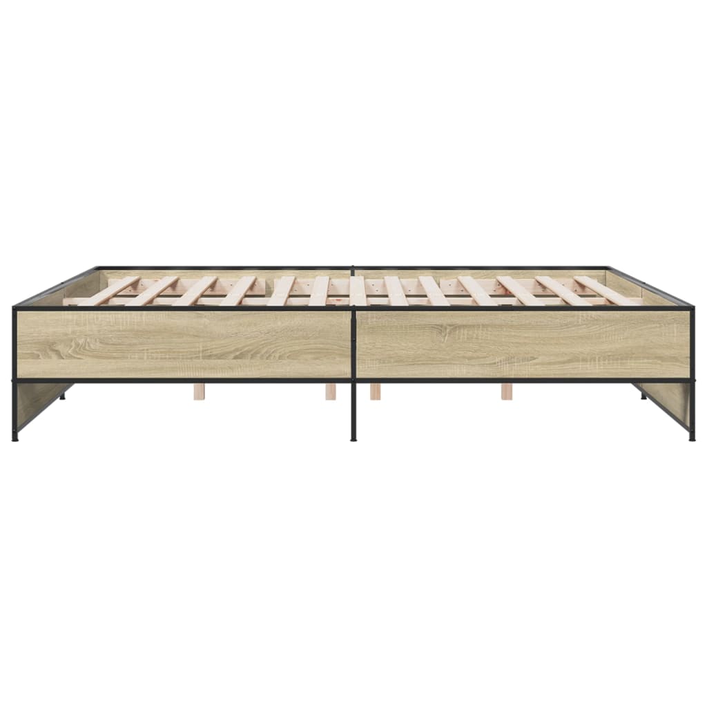 Bettgestell Sonoma-Eiche 180x200 cm Holzwerkstoff und Metall