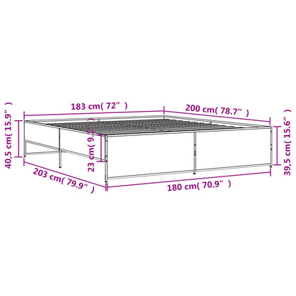 Bettgestell Sonoma-Eiche 180x200 cm Holzwerkstoff und Metall