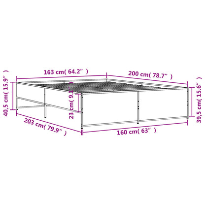 Bettgestell Sonoma-Eiche 160x200 cm Holzwerkstoff und Metall