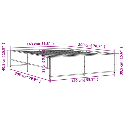 Bettgestell Schwarz 140x200 cm Holzwerkstoff und Metall