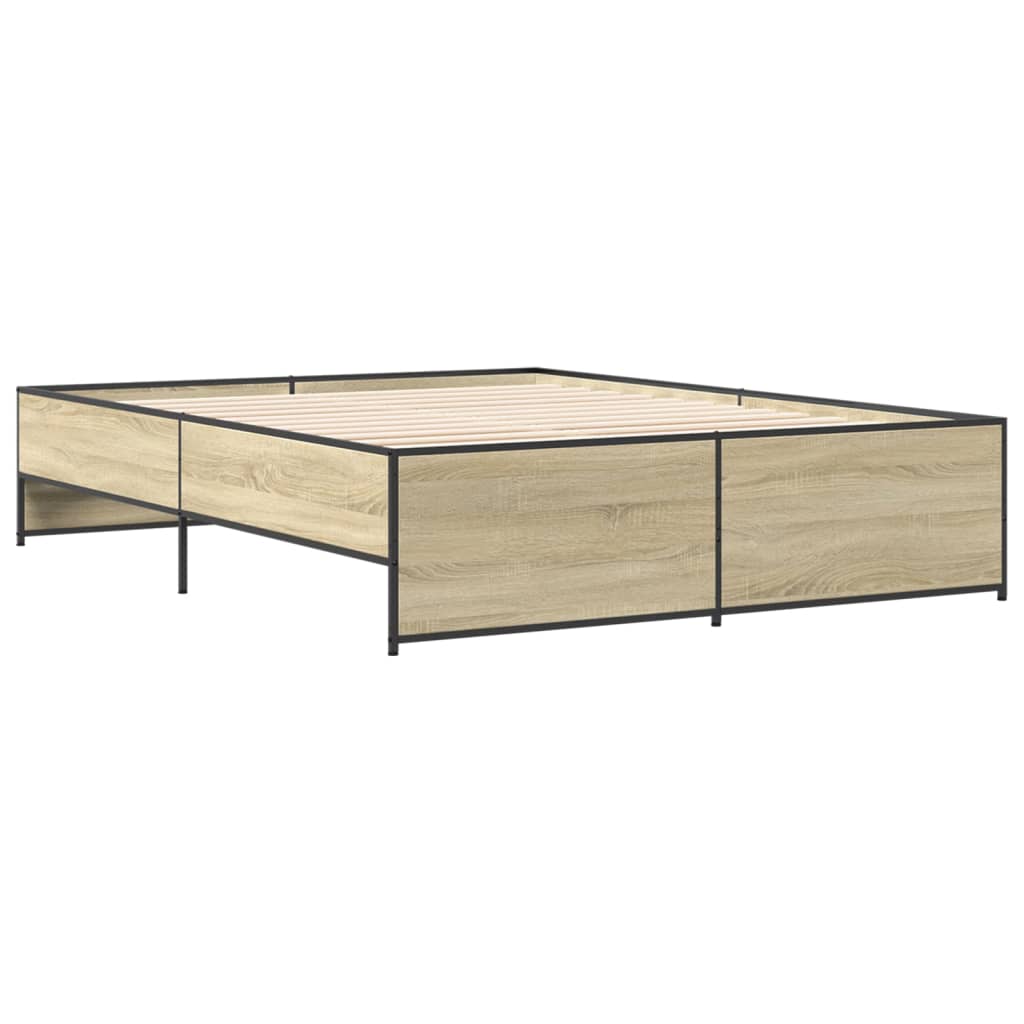 Bettgestell Sonoma-Eiche 140x200 cm Holzwerkstoff und Metall