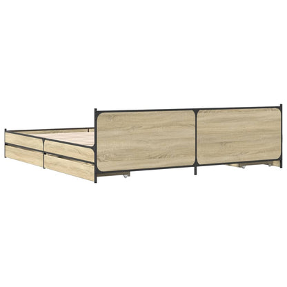 Bettgestell mit Schubladen Sonoma-Eiche 200x200cm Holzwerkstoff