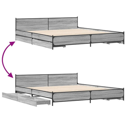 Bettgestell mit Schubladen Grau Sonoma 180x200cm Holzwerkstoff