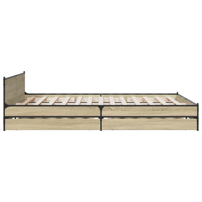 Bettgestell mit Schubladen Sonoma-Eiche 140x200cm Holzwerkstoff