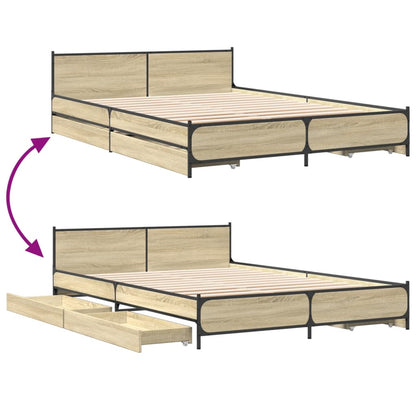 Bettgestell mit Schubladen Sonoma-Eiche 140x200cm Holzwerkstoff