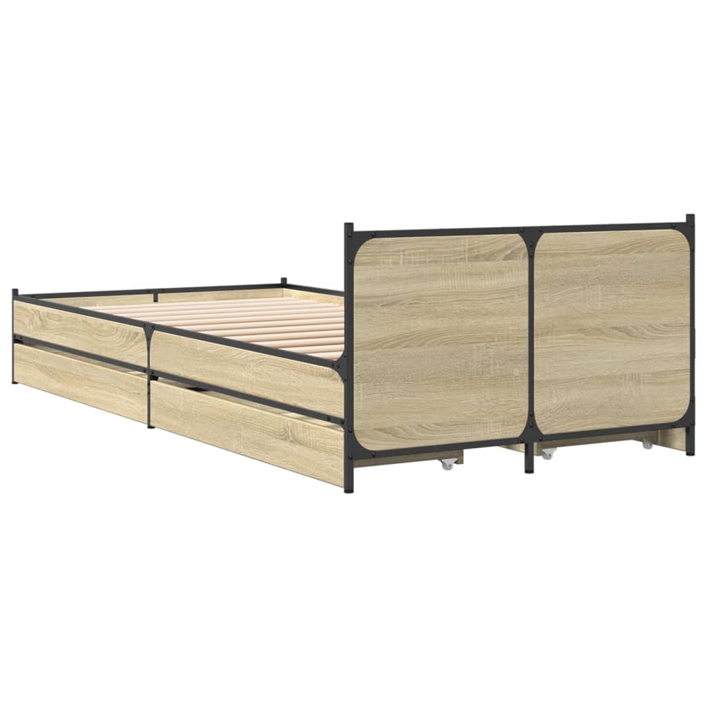 Bettgestell mit Schubladen Sonoma-Eiche 90x200cm Holzwerkstoff