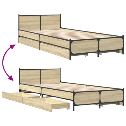 Bettgestell mit Schubladen Sonoma-Eiche 90x200cm Holzwerkstoff