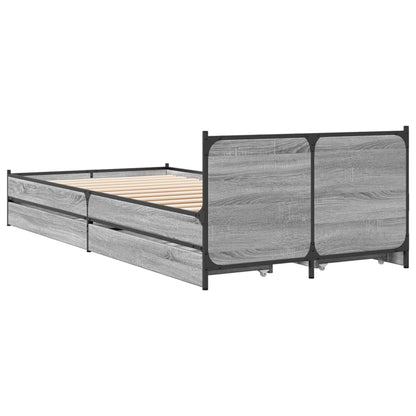 Bettgestell mit Schubladen Grau Sonoma 90x200 cm Holzwerkstoff