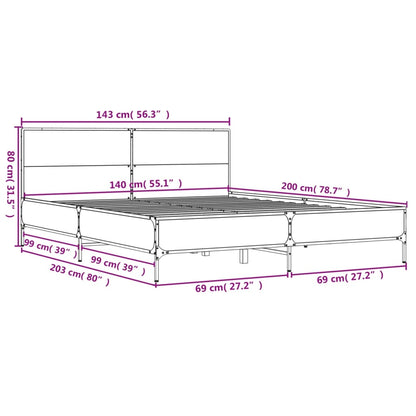 Bettgestell Schwarz 140x200 cm Holzwerkstoff und Metall