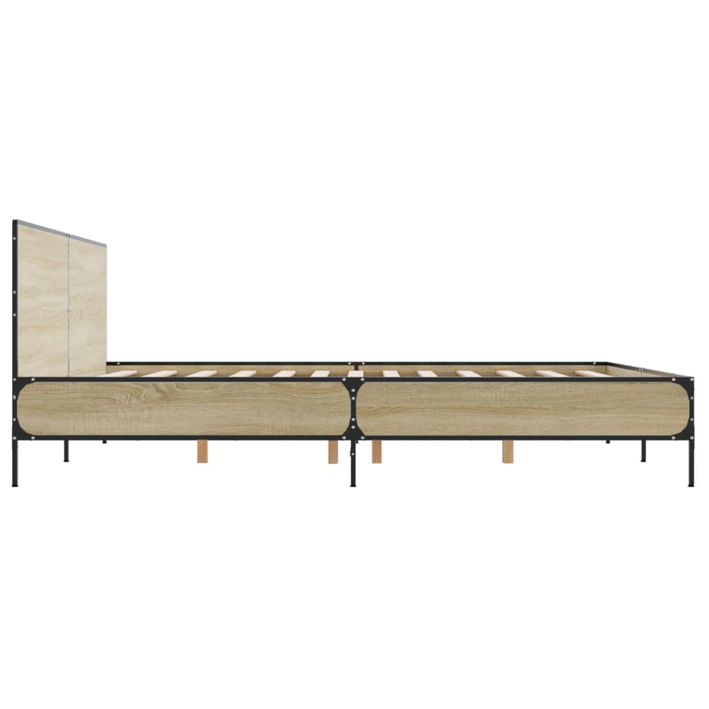 Bettgestell Sonoma-Eiche 180x200 cm Holzwerkstoff und Metall