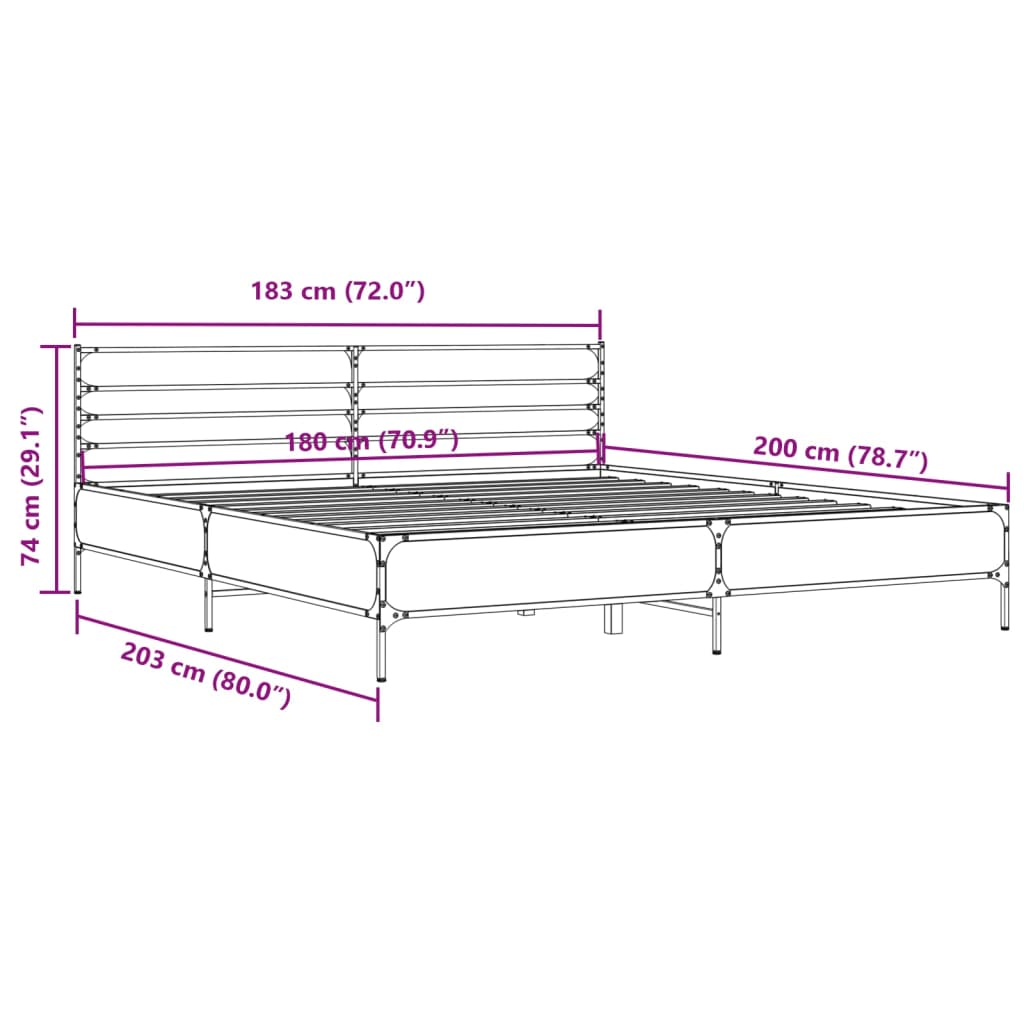 Bettgestell Schwarz 180x200 cm Holzwerkstoff und Metall