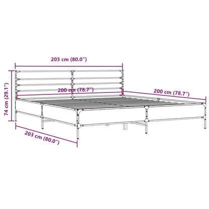 Bettgestell Schwarz 200x200 cm Holzwerkstoff und Metall