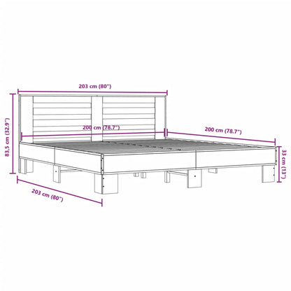 Bettgestell Sonoma-Eiche 200x200 cm Holzwerkstoff und Metall