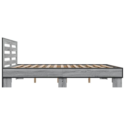 Bettgestell Grau Sonoma 180x200 cm Holzwerkstoff und Metall