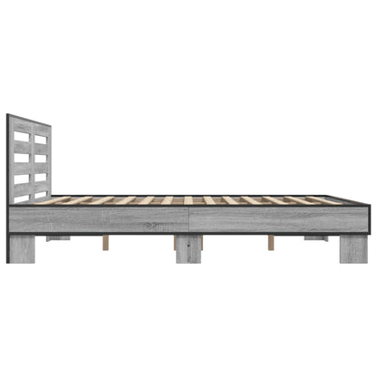 Bettgestell Grau Sonoma 160x200 cm Holzwerkstoff und Metall