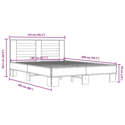 Bettgestell Schwarz 140x200 cm Holzwerkstoff und Metall