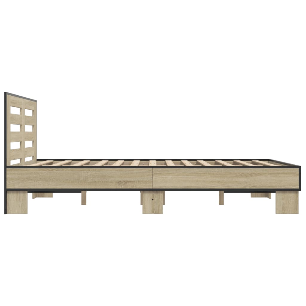 Bettgestell Sonoma-Eiche 140x200 cm Holzwerkstoff und Metall