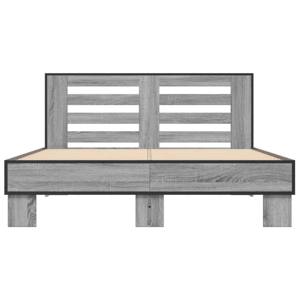 Bettgestell Grau Sonoma 140x200 cm Holzwerkstoff und Metall