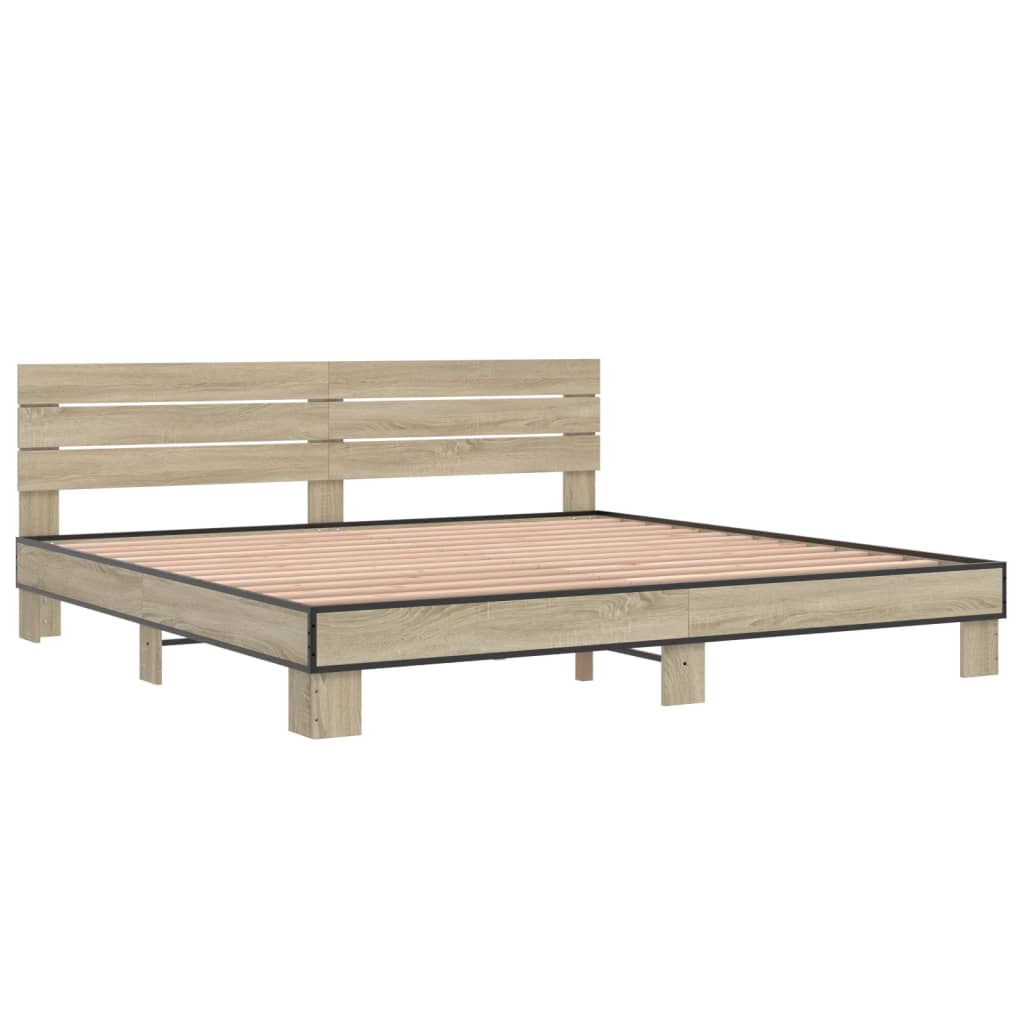 Bettgestell Sonoma-Eiche 180x200 cm Holzwerkstoff und Metall