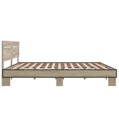 Bettgestell Sonoma-Eiche 180x200 cm Holzwerkstoff und Metall