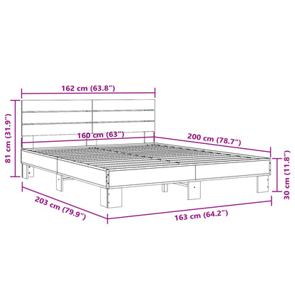 Bettgestell Schwarz 160x200 cm Holzwerkstoff und Metall