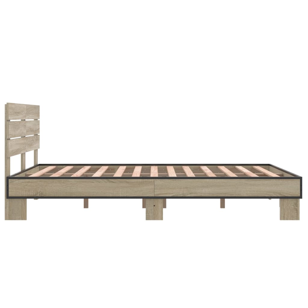 Bettgestell Sonoma-Eiche 140x200 cm Holzwerkstoff und Metall