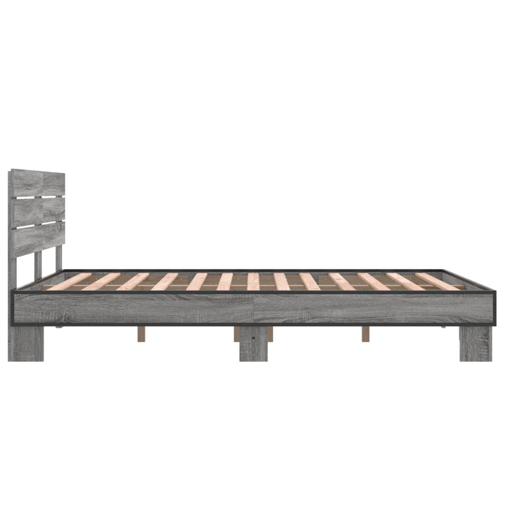 Bettgestell Grau Sonoma 140x200 cm Holzwerkstoff und Metall