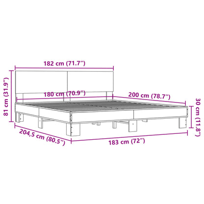 Bettgestell Schwarz 180x200 cm Holzwerkstoff und Metall