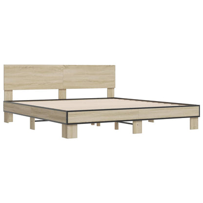 Bettgestell Sonoma-Eiche 180x200 cm Holzwerkstoff und Metall