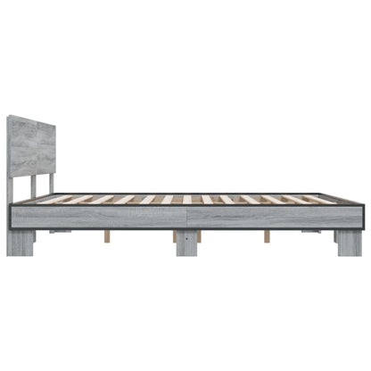 Bettgestell Grau Sonoma 180x200 cm Holzwerkstoff und Metall