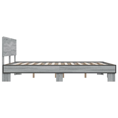 Bettgestell Grau Sonoma 160x200 cm Holzwerkstoff und Metall