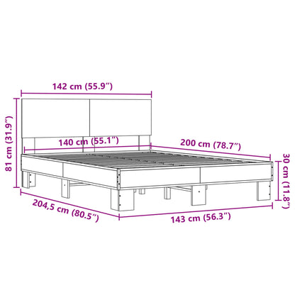 Bettgestell Schwarz 140x200 cm Holzwerkstoff und Metall