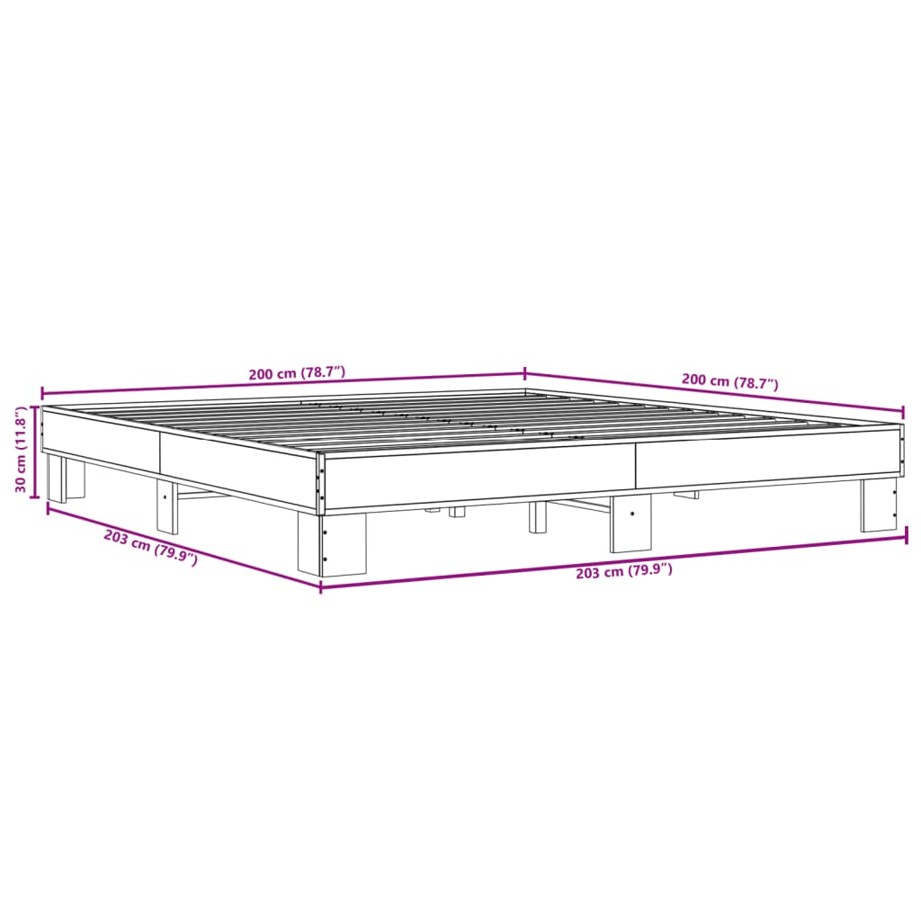 Bettgestell Schwarz 200x200 cm Holzwerkstoff und Metall