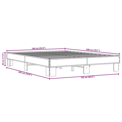 Bettgestell Sonoma-Eiche 160x200 cm Holzwerkstoff und Metall