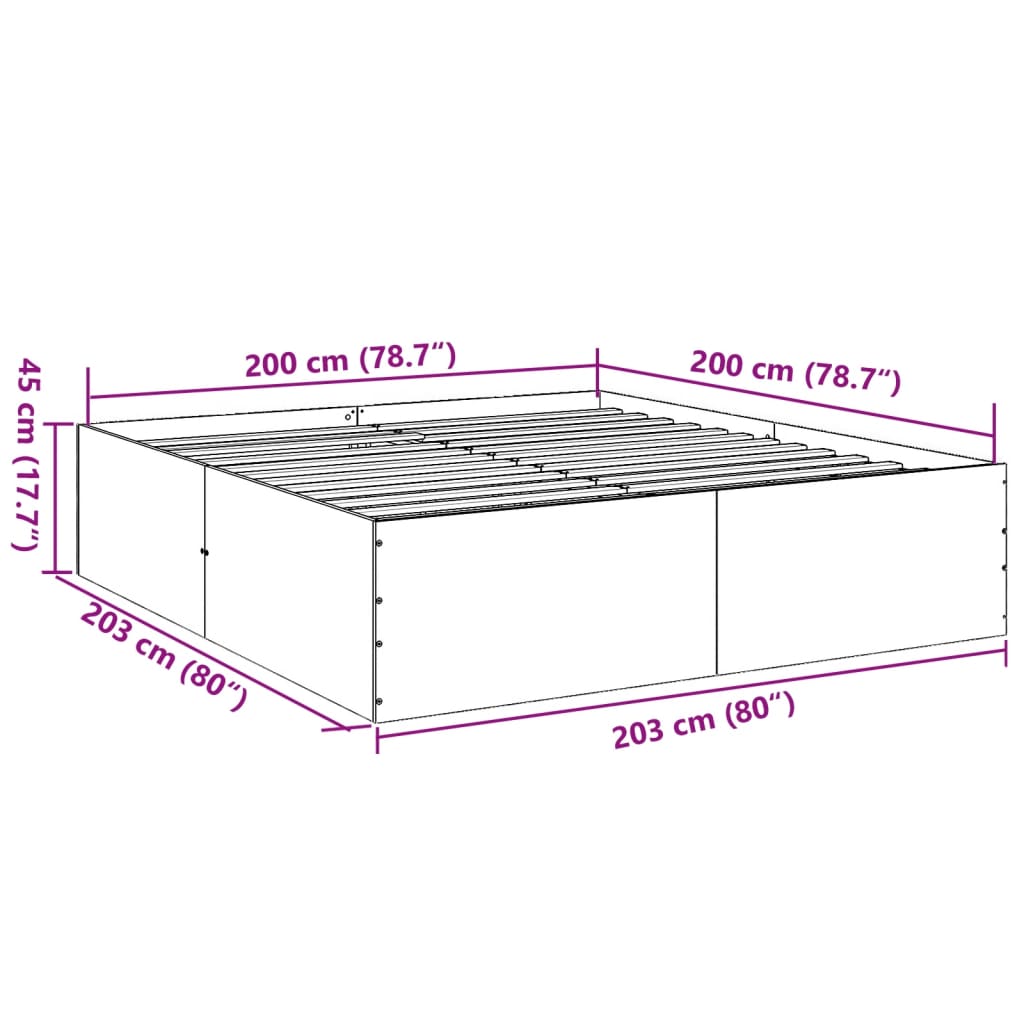 Bettgestell Weiß 200x200 cm Holzwerkstoff