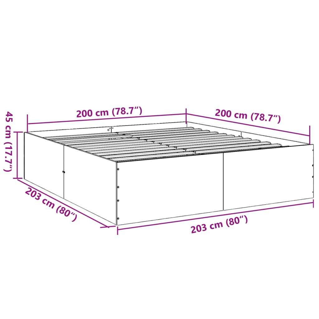 Bettgestell Sonoma-Eiche 200x200 cm Holzwerkstoff