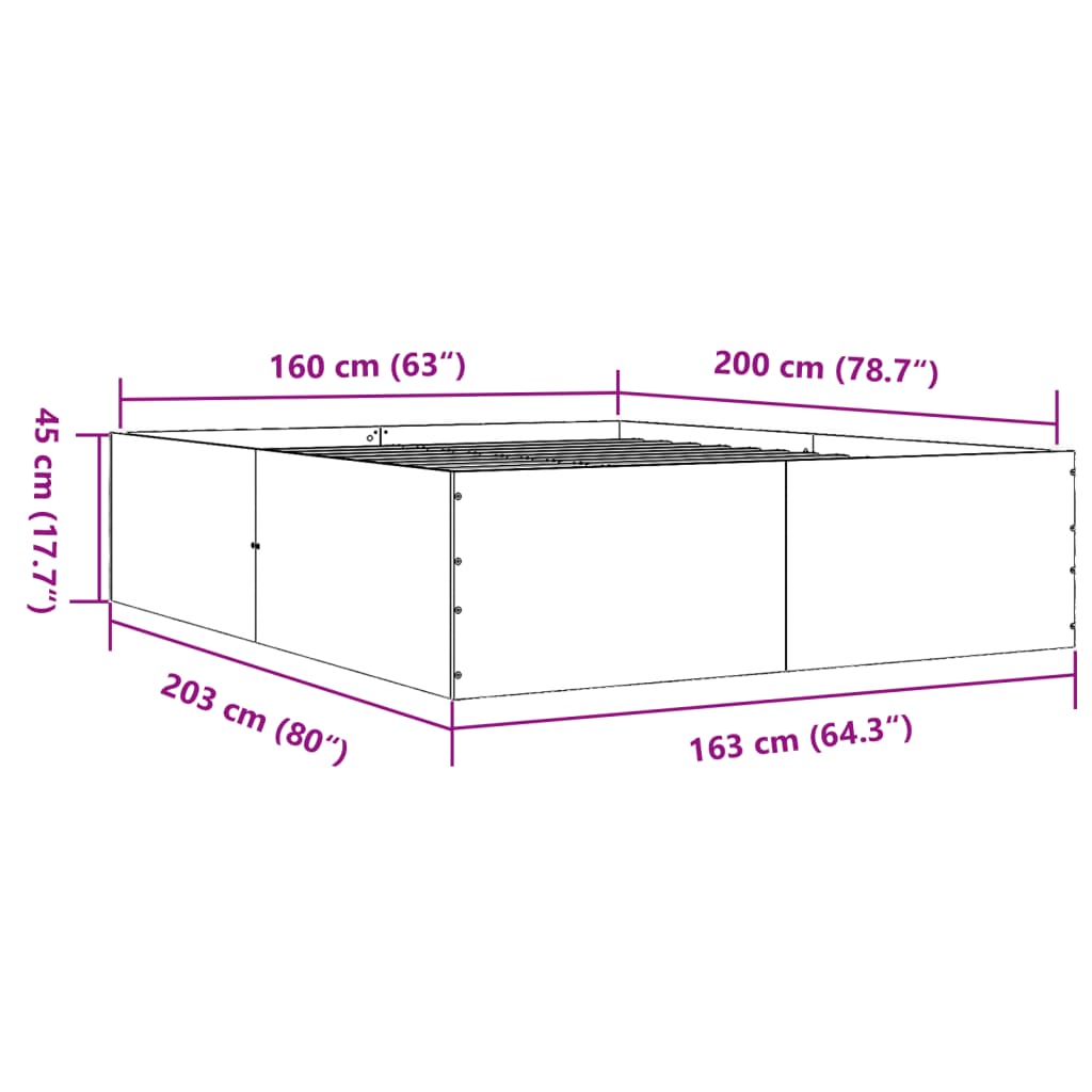 Bettgestell Weiß 160x200 cm Holzwerkstoff