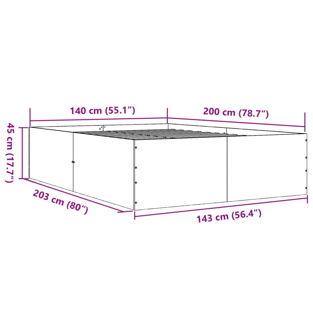 Bettgestell Weiß 140x200 cm Holzwerkstoff