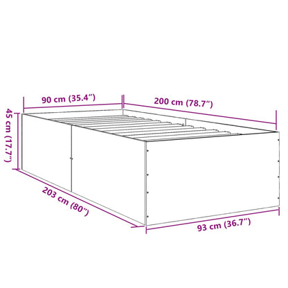 Bettgestell Braun Eichen-Optik 90x200 cm Holzwerkstoff