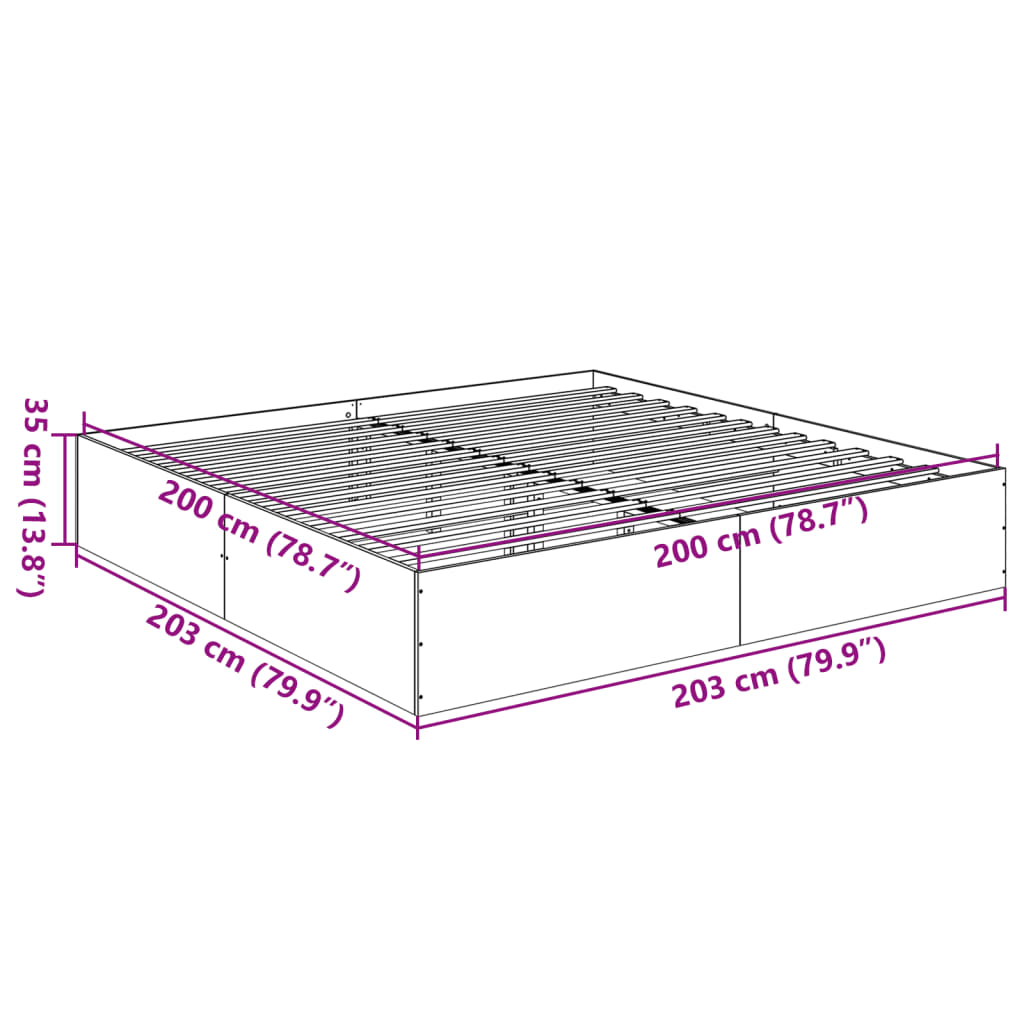 Bettgestell Sonoma-Eiche 200x200 cm Holzwerkstoff