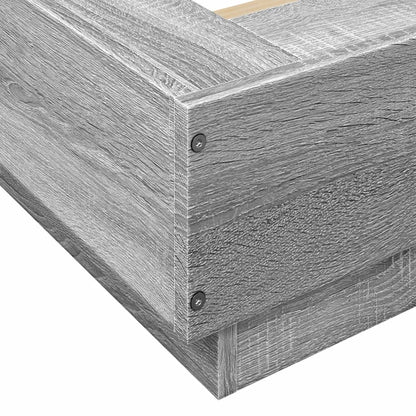 Bettgestell mit LED Grau Sonoma 200x200 cm Holzwerkstoff