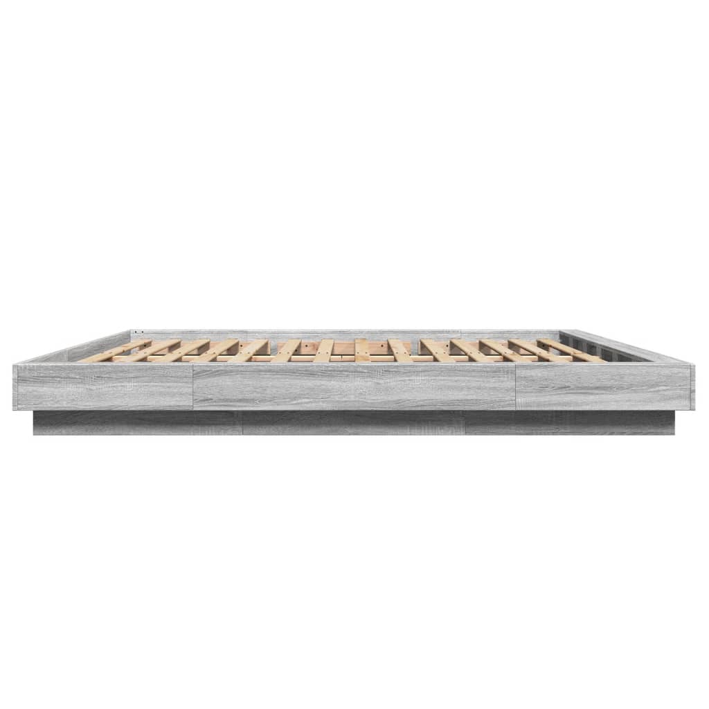 Bettgestell mit LED Grau Sonoma 180x200 cm Holzwerkstoff