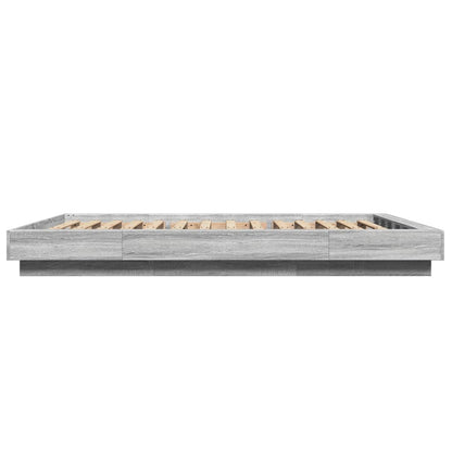 Bettgestell mit LED Grau Sonoma 140x200 cm Holzwerkstoff