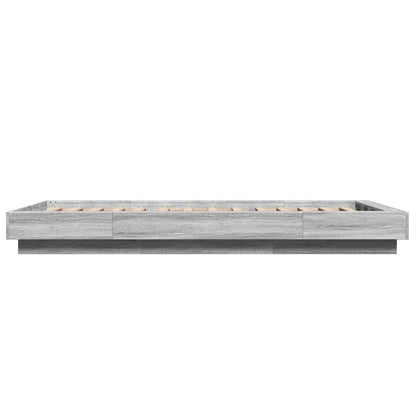 Bettgestell mit LED Grau Sonoma 90x200 cm Holzwerkstoff